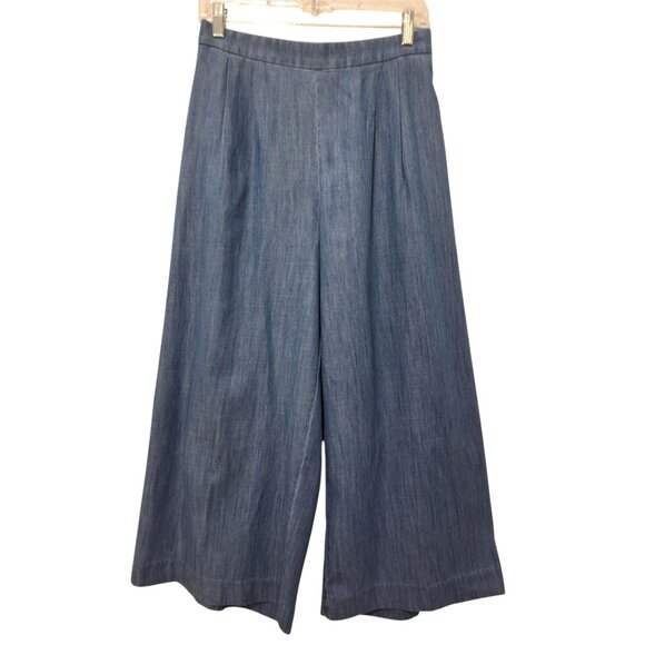 J.Crew Womens Wide-Leg Cropped Chambray Pull-On Pants Sz 14 Closet Staple NWT - Picture 3 of 8
